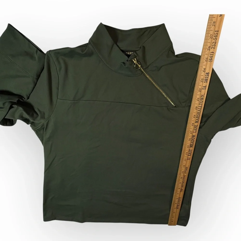 AmberNoon II SunSavy UPF50‎ Asymmetric Zip Pullover Top Dark Green Women's Large